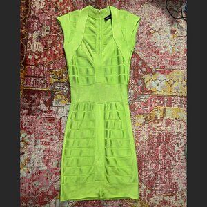 vintage french connection lime green low cut bandage mini dress